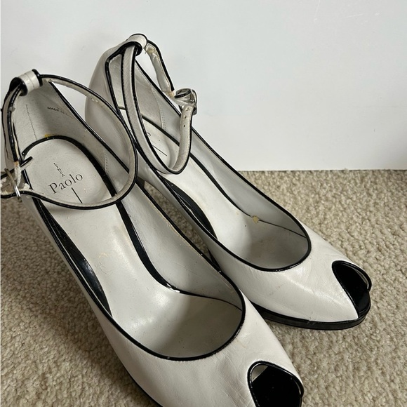 Paolo Black and White Peep Toe Heels - Picture 1 of 1